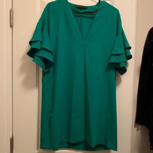 Zara Kelley green mini dress